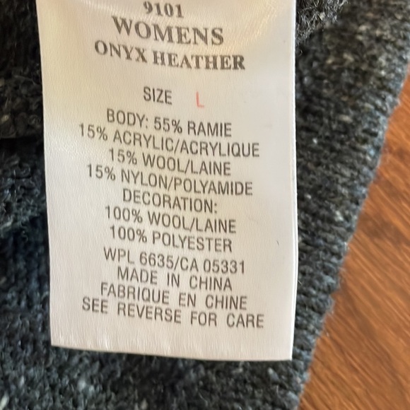 VTG WOOLRICH women’s mock 1/4 zip wool blend black fleck sweater size large - Picture 10 of 12